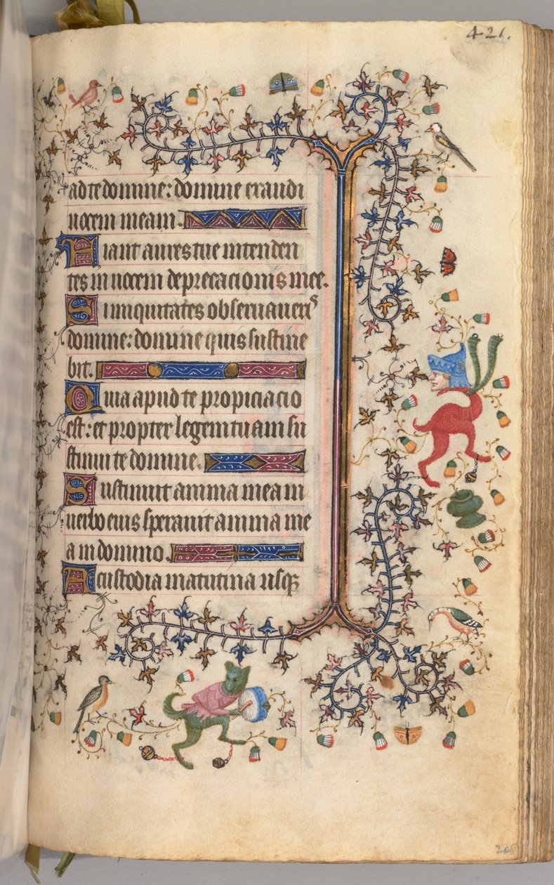 Charles the Noble, Navarre Kralı 1361-1425 saatleri: fol. 205r, Metin, c. 1405. by Master of the Brussels Initials and Associates