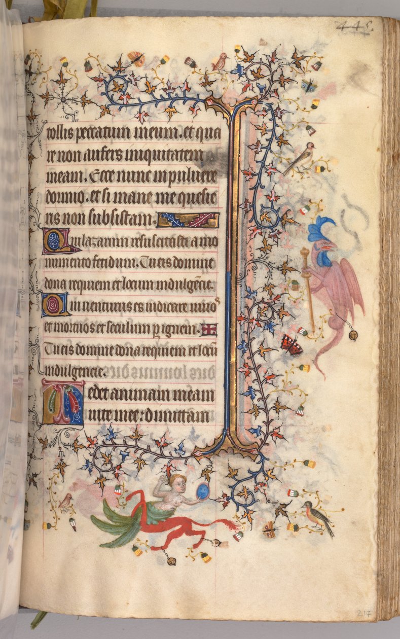 Charles the Noble, Navarre Kralı 1361-1425 saatleri: fol. 217r, Metin, c. 1405. by Master of the Brussels Initials and Associates