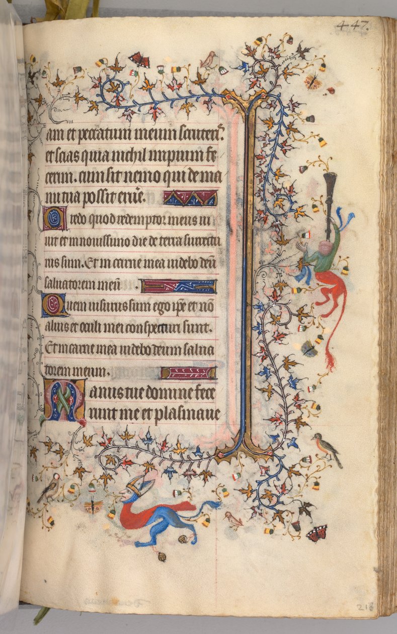 Charles the Noble, Navarre Kralı 1361-1425 saatleri: fol. 218r, Metin, c. 1405. by Master of the Brussels Initials and Associates