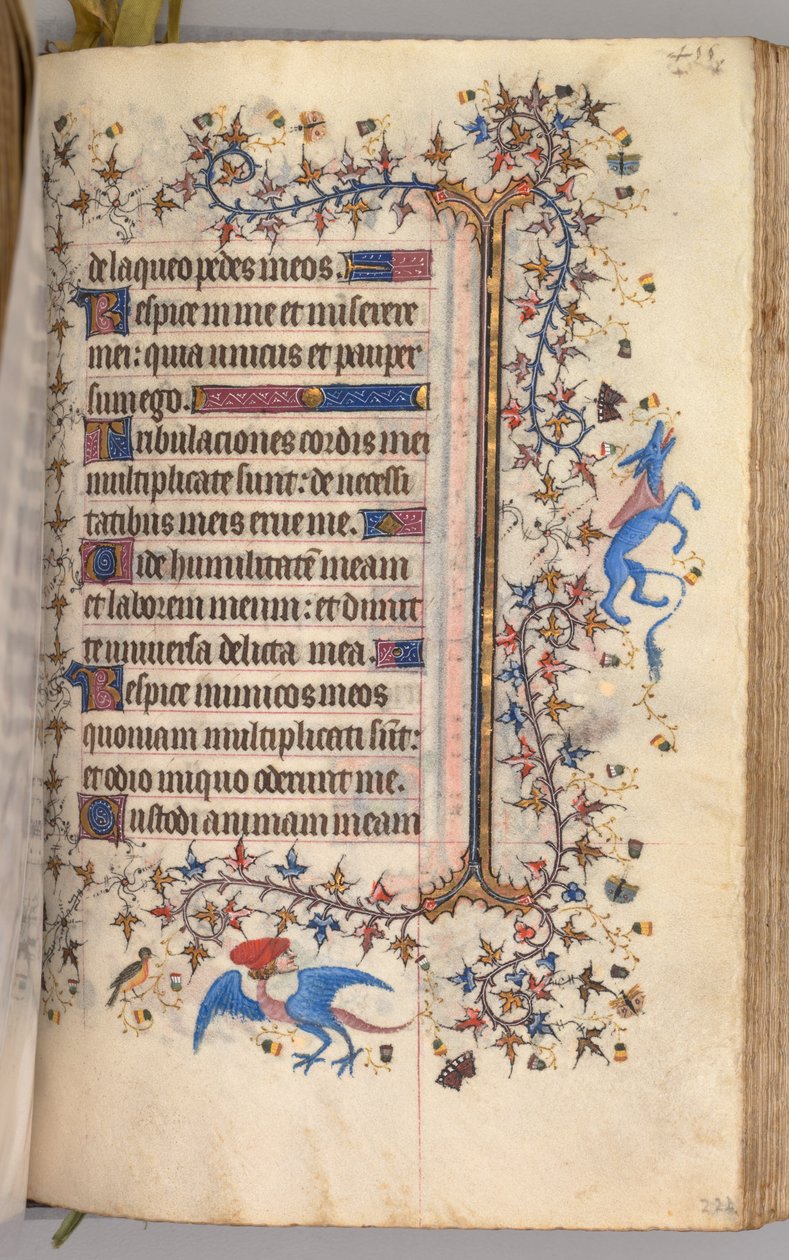Charles the Noble, Navarre Kralı 1361-1425 saatleri: fol. 222r, Metin, c. 1405. by Master of the Brussels Initials and Associates