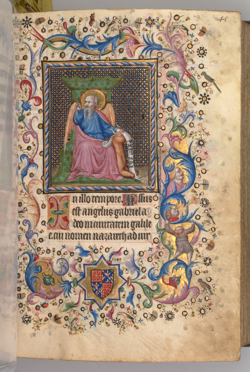 Charles the Noble, Navarre Kralı 1361-1425 saatleri: fol. 23r, Aziz Luke, c. 1405. by Master of the Brussels Initials and Associates