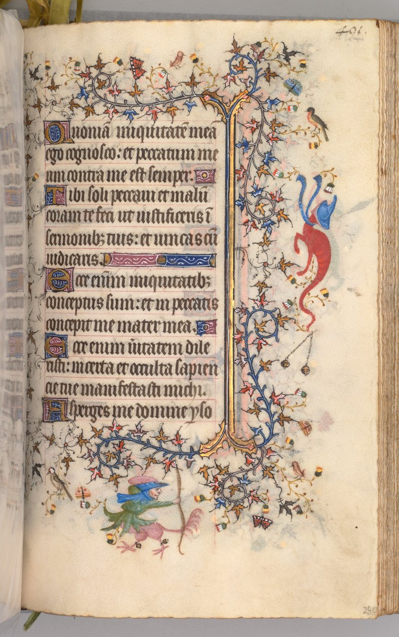 Charles the Noble, Navarre Kralı 1361-1425 saatleri: fol. 240r, Metin, c. 1405. by Master of the Brussels Initials and Associates