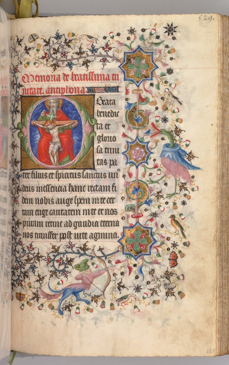 Charles the Noble, Navarre Kralı 1361-1425 saatleri: fol. 259r, Üçlü Birlik, c. 1405. by Master of the Brussels Initials and Associates