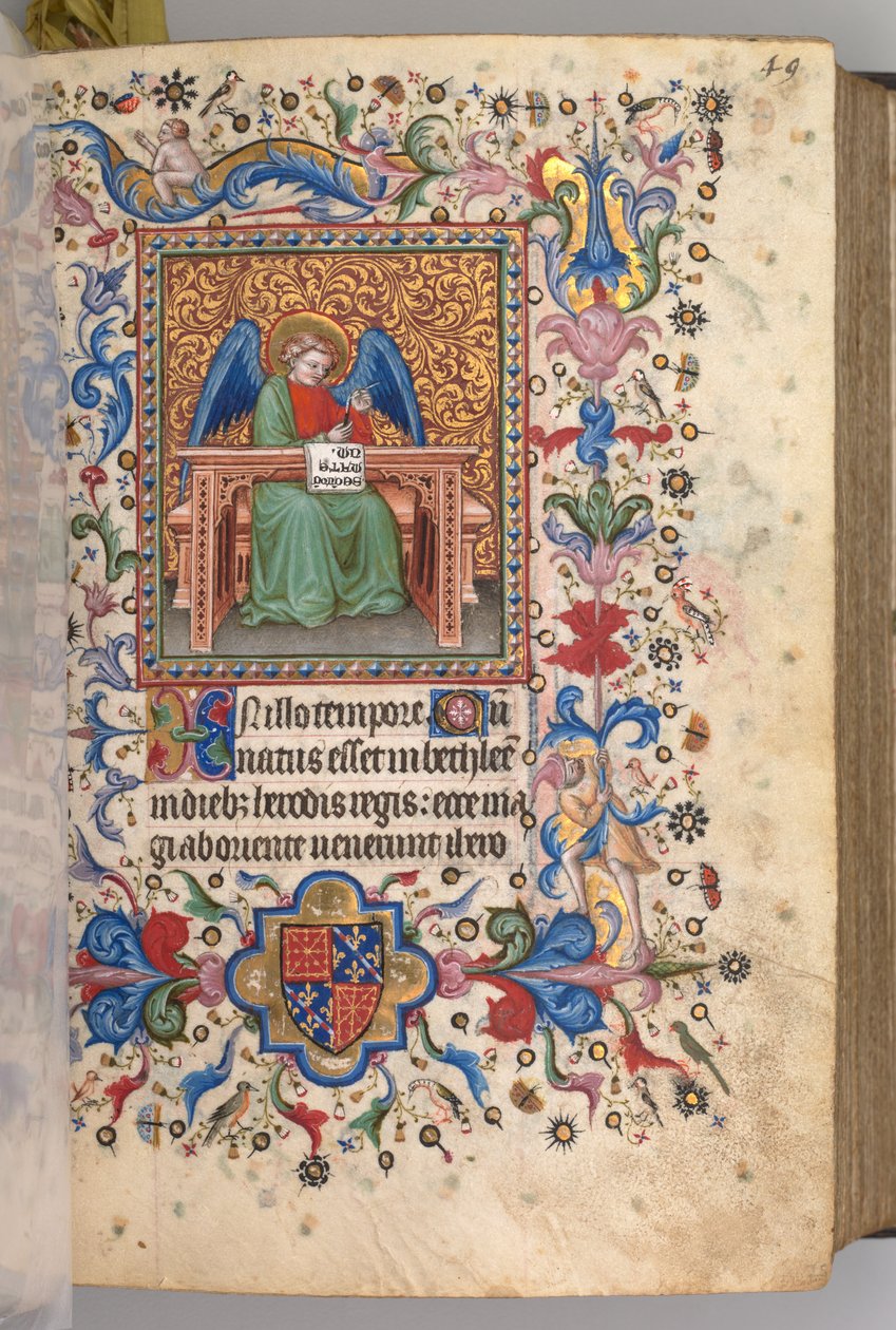 Charles the Noble, Navarre Kralı 1361-1425 saatleri: fol. 25a, Aziz Matta, c. 1405. by Master of the Brussels Initials and Associates