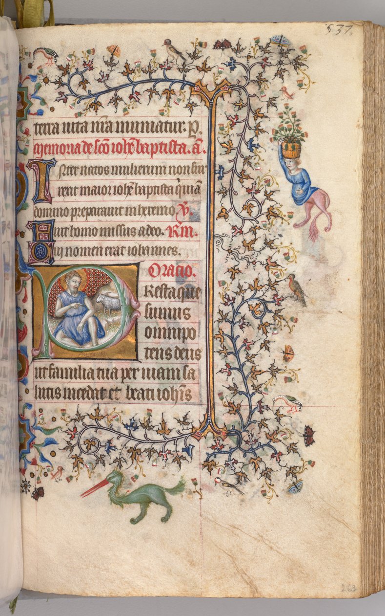 Charles the Noble, Navarre Kralı 1361-1425 saatleri: fol. 260v, Vaftizci Yahya, c. 1405. by Master of the Brussels Initials and Associates
