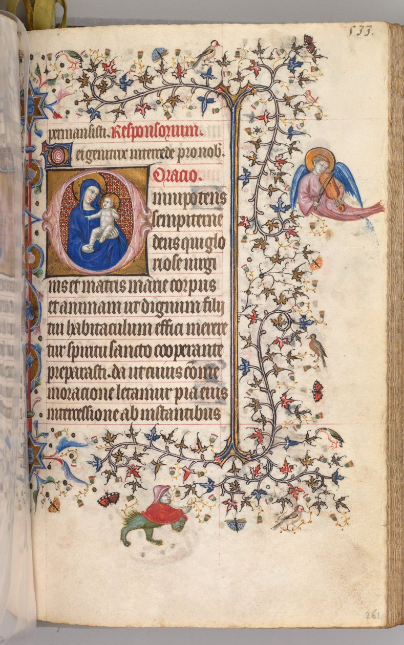 Charles the Noble, Navarre Kralı 1361-1425 saatleri: fol. 261r, Bakire ve Çocuk, c. 1405. by Master of the Brussels Initials and Associates