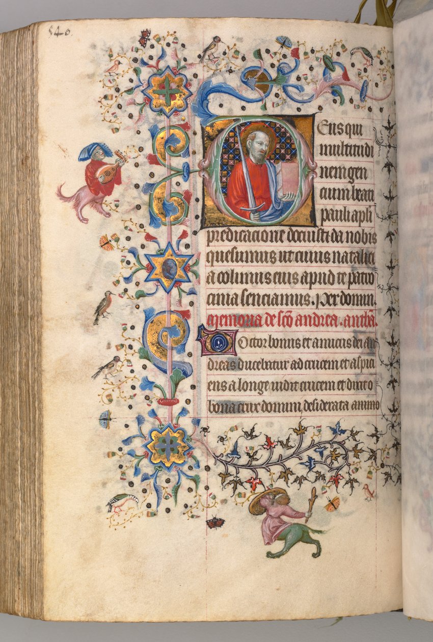 Charles the Noble, Navarre Kralı 1361-1425 saatleri: fol. 264v, Aziz Paul, c. 1405. by Master of the Brussels Initials and Associates
