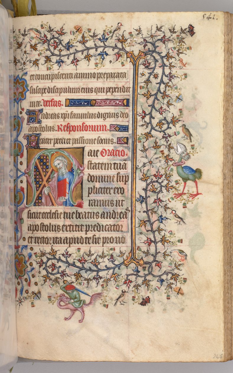 Charles the Noble, Navarre Kralı 1361-1425 saatleri: fol. 265r, Aziz Andrew, c. 1405. by Master of the Brussels Initials and Associates