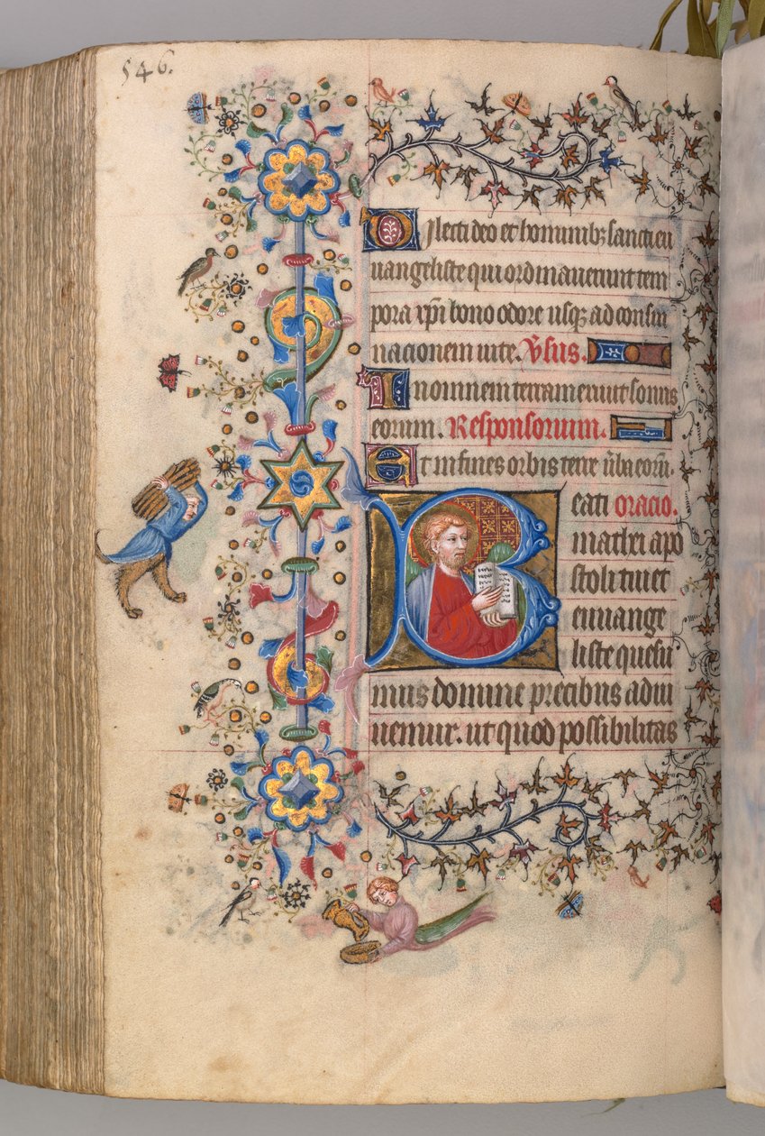 Charles the Noble, Navarre Kralı 1361-1425 saatleri: fol. 267v, Metin, c. 1405. by Master of the Brussels Initials and Associates