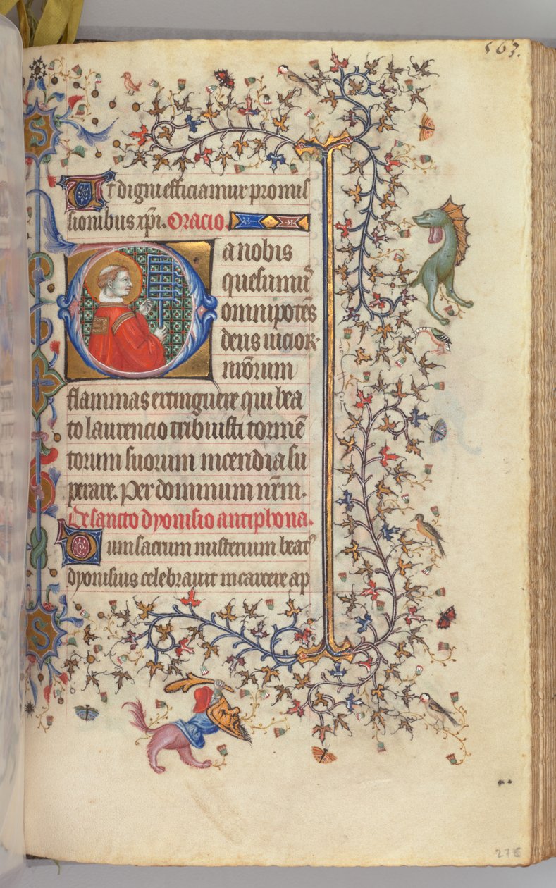 Charles the Noble, Navarre Kralı 1361-1425, fol. 276r, Aziz Lawrence, c. 1405. by Master of the Brussels Initials and Associates