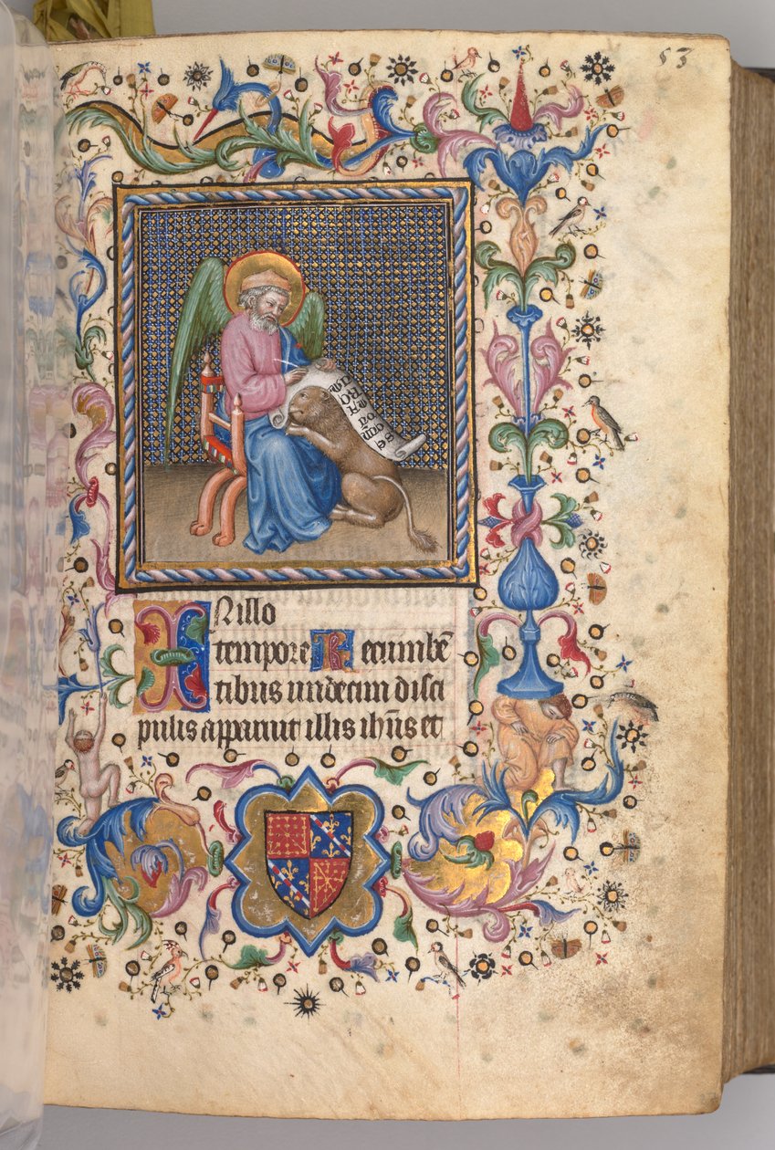 Charles the Noble, Navarre Kralı 1361-1425 saatleri: fol. 27r, Aziz Mark, c. 1405. by Master of the Brussels Initials and Associates