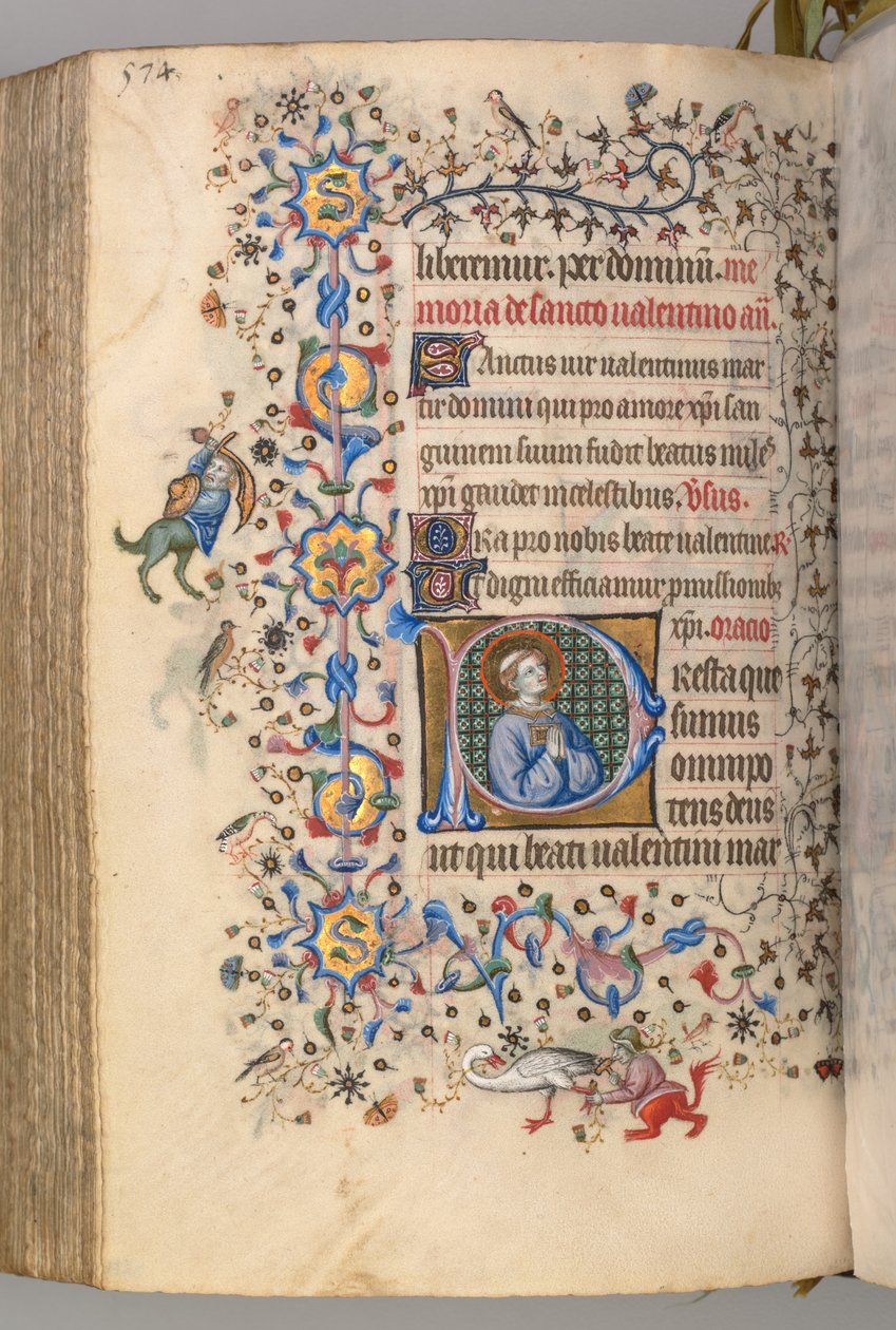 Charles the Noble, Navarre Kralı 1361-1425, fol. 281v, Aziz Valentine, c. 1405. by Master of the Brussels Initials and Associates