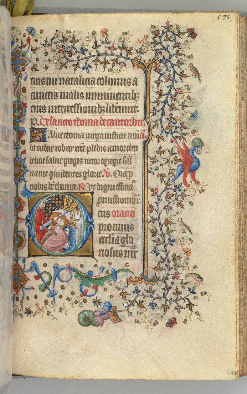 Charles the Noble, Navarre Kralı 1361-1425, fol. 282r, Aziz Thomas à Becket, c. 1405. by Master of the Brussels Initials and Associates