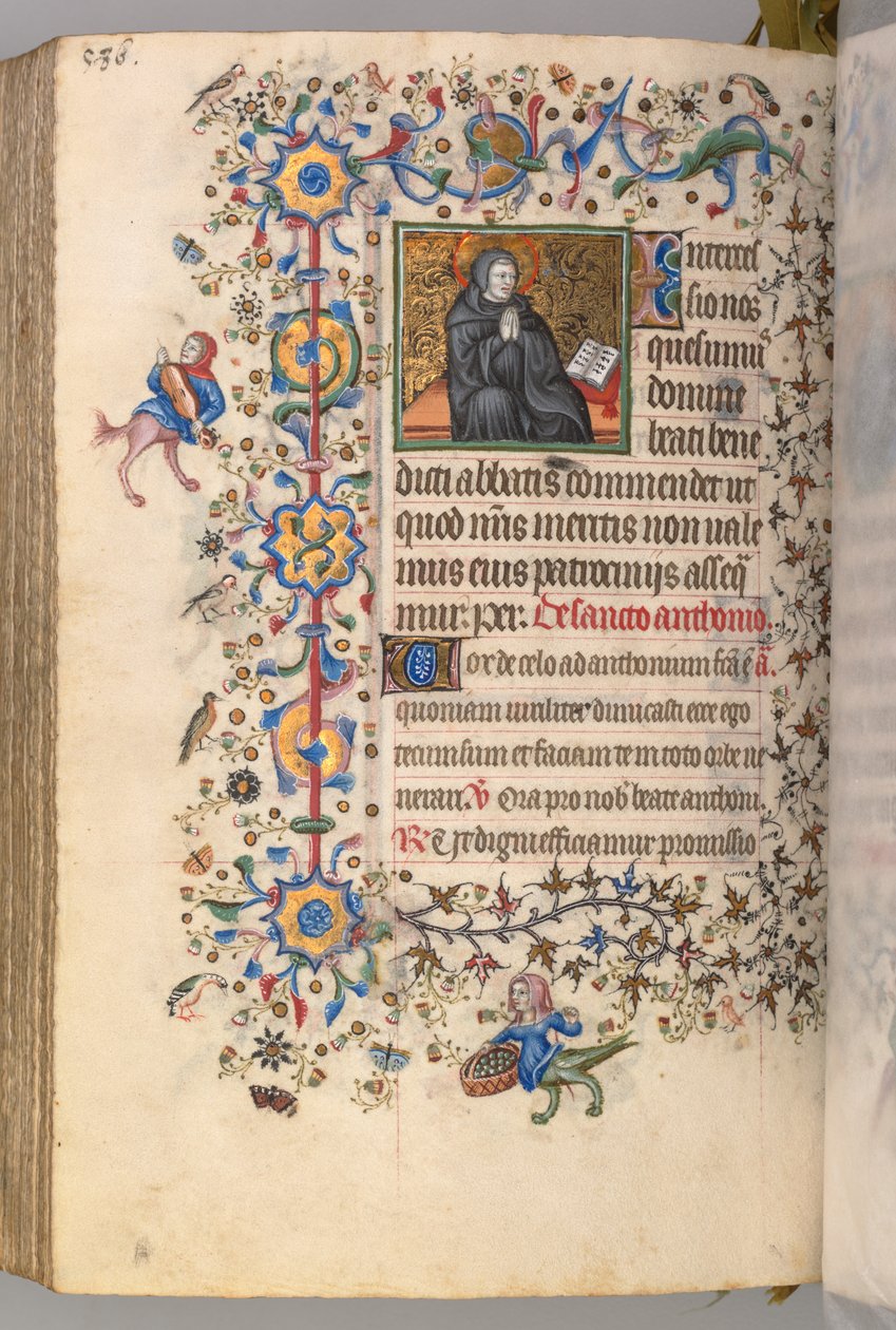Charles the Noble, Navarre Kralı 1361-1425, fol. 287vr, Aziz Benoit, c. 1405. by Master of the Brussels Initials and Associates