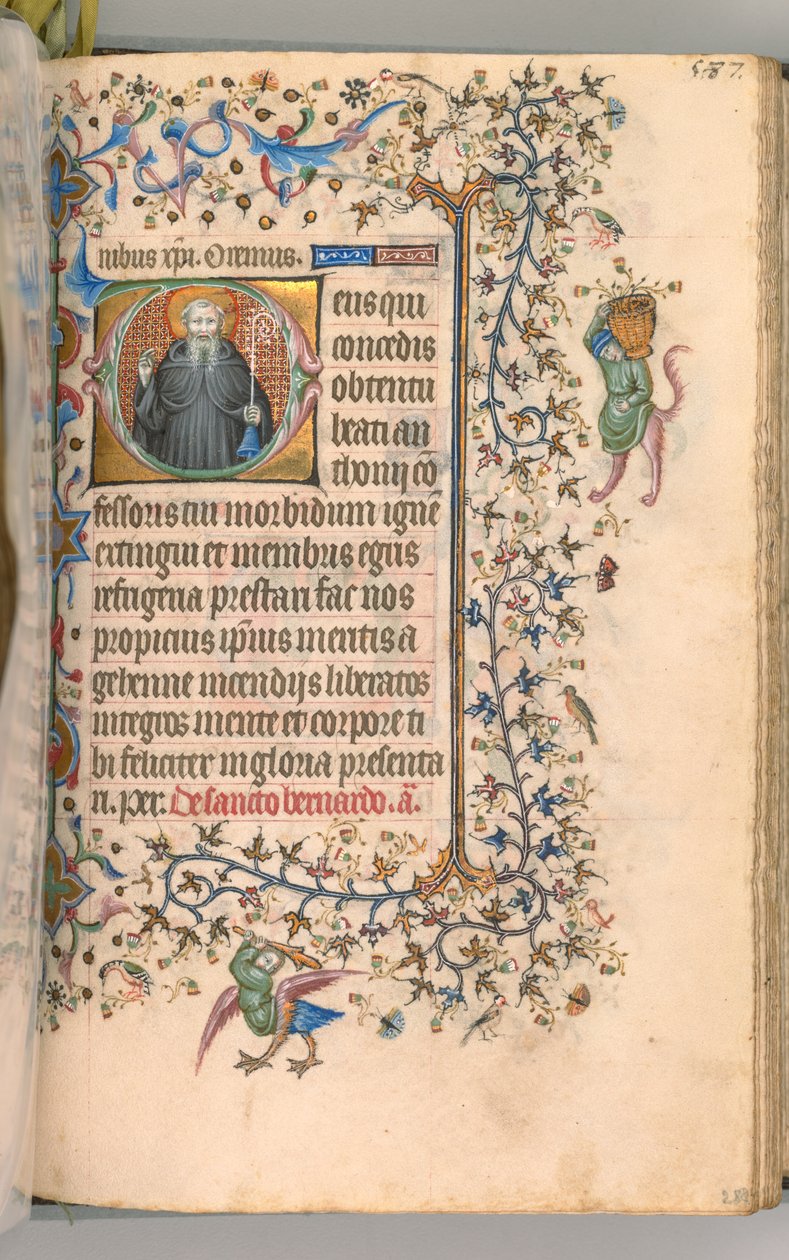 Charles the Noble, Navarre Kralı 1361-1425, fol. 288r, Aziz Anthony, c. 1405. by Master of the Brussels Initials and Associates