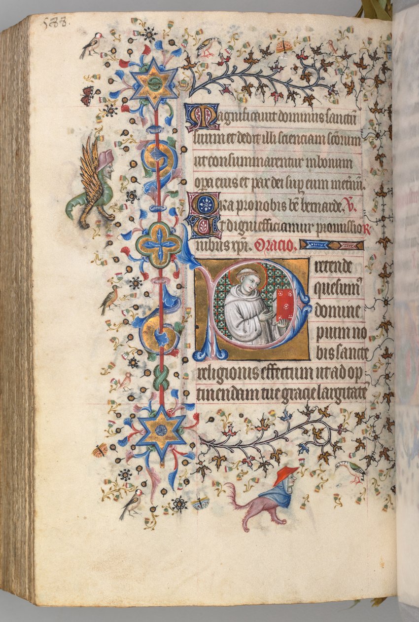 Charles the Noble, Navarre Kralı 1361-1425, fol. 288v, Aziz Hervard, c. 1405. by Master of the Brussels Initials and Associates