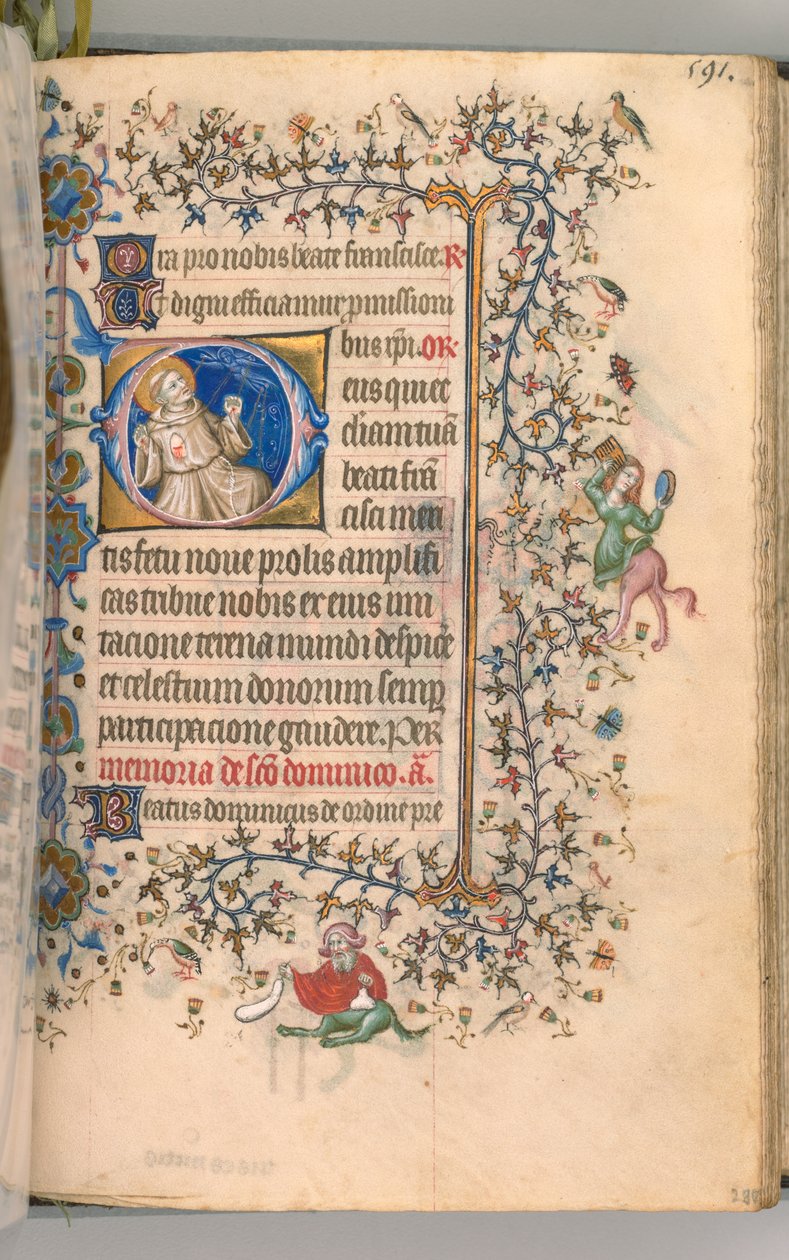 Charles the Noble, Navarre Kralı 1361-1425, fol. 290r, Aziz Francis, c. 1405. by Master of the Brussels Initials and Associates