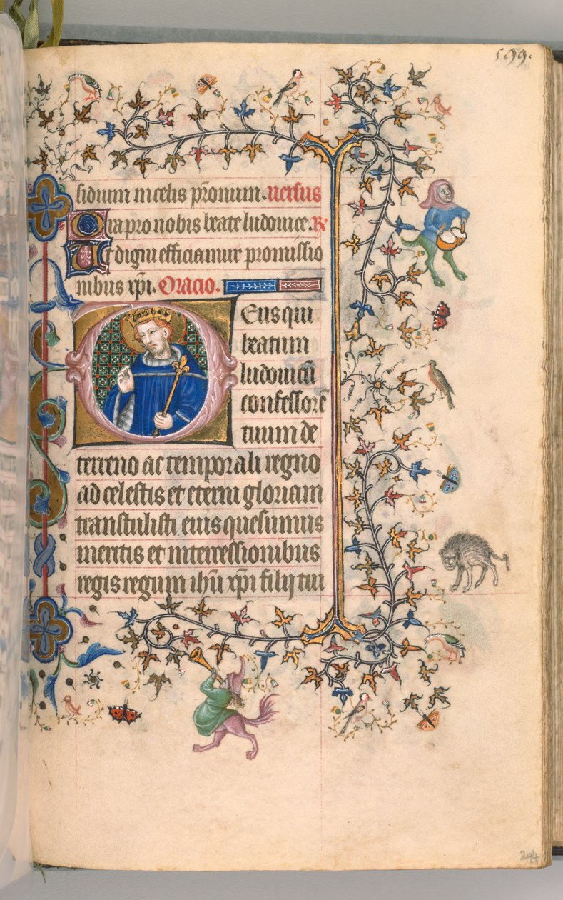 Charles the Noble, Navarre Kralı 1361-1425, fol. 291v, St.Louis, c. 1405. by Master of the Brussels Initials and Associates
