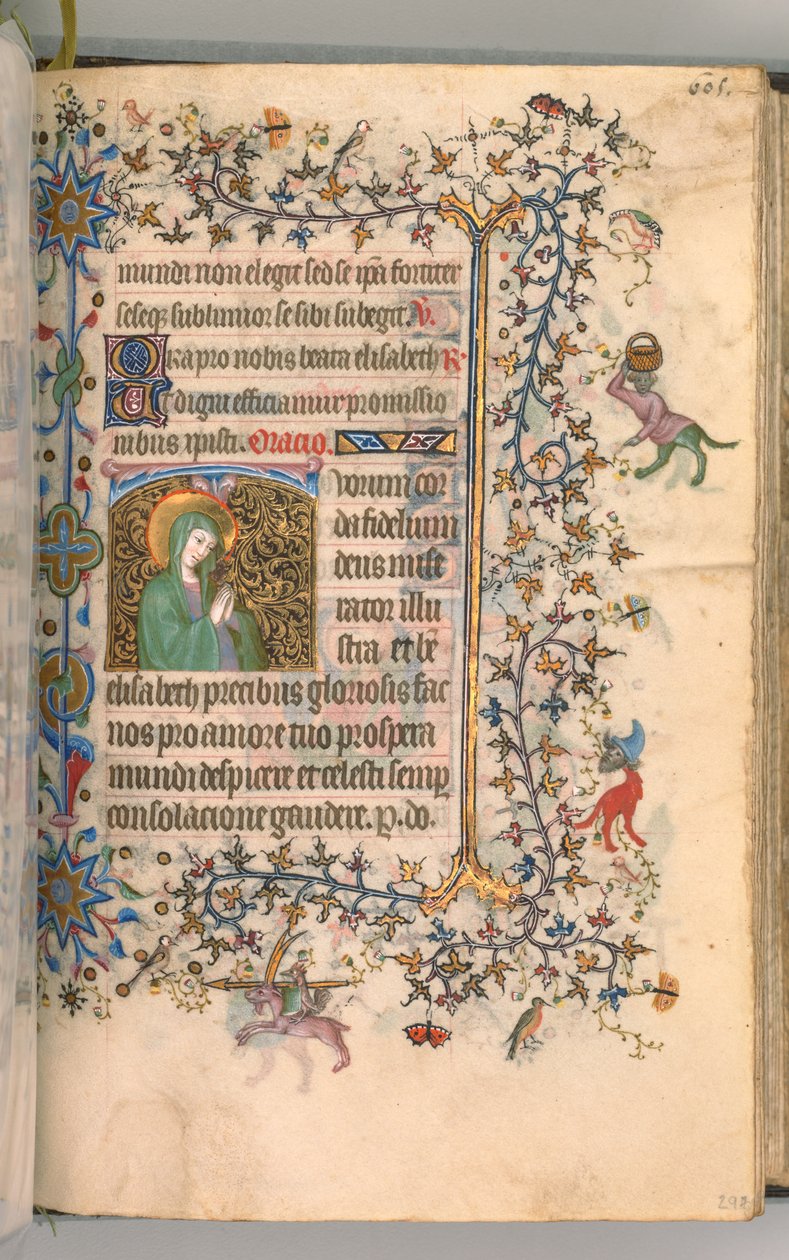 Charles the Noble, Navarre Kralı 1361-1425, fol. 297r, Aziz Elizabeth, c. 1405. by Master of the Brussels Initials and Associates