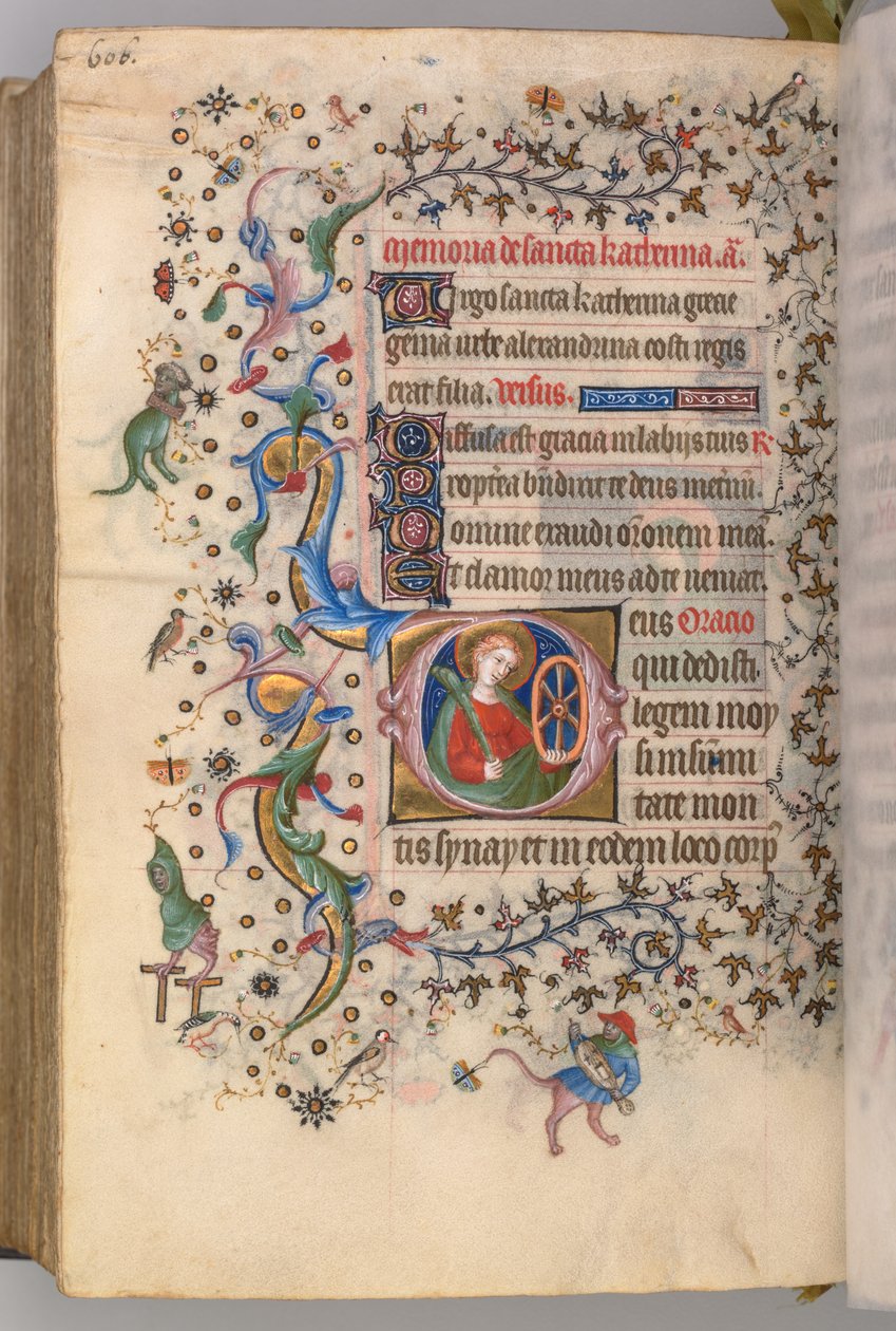Charles the Noble, Navarre Kralı 1361-1425, fol. 297v, Aziz Catherine, c. 1405. by Master of the Brussels Initials and Associates