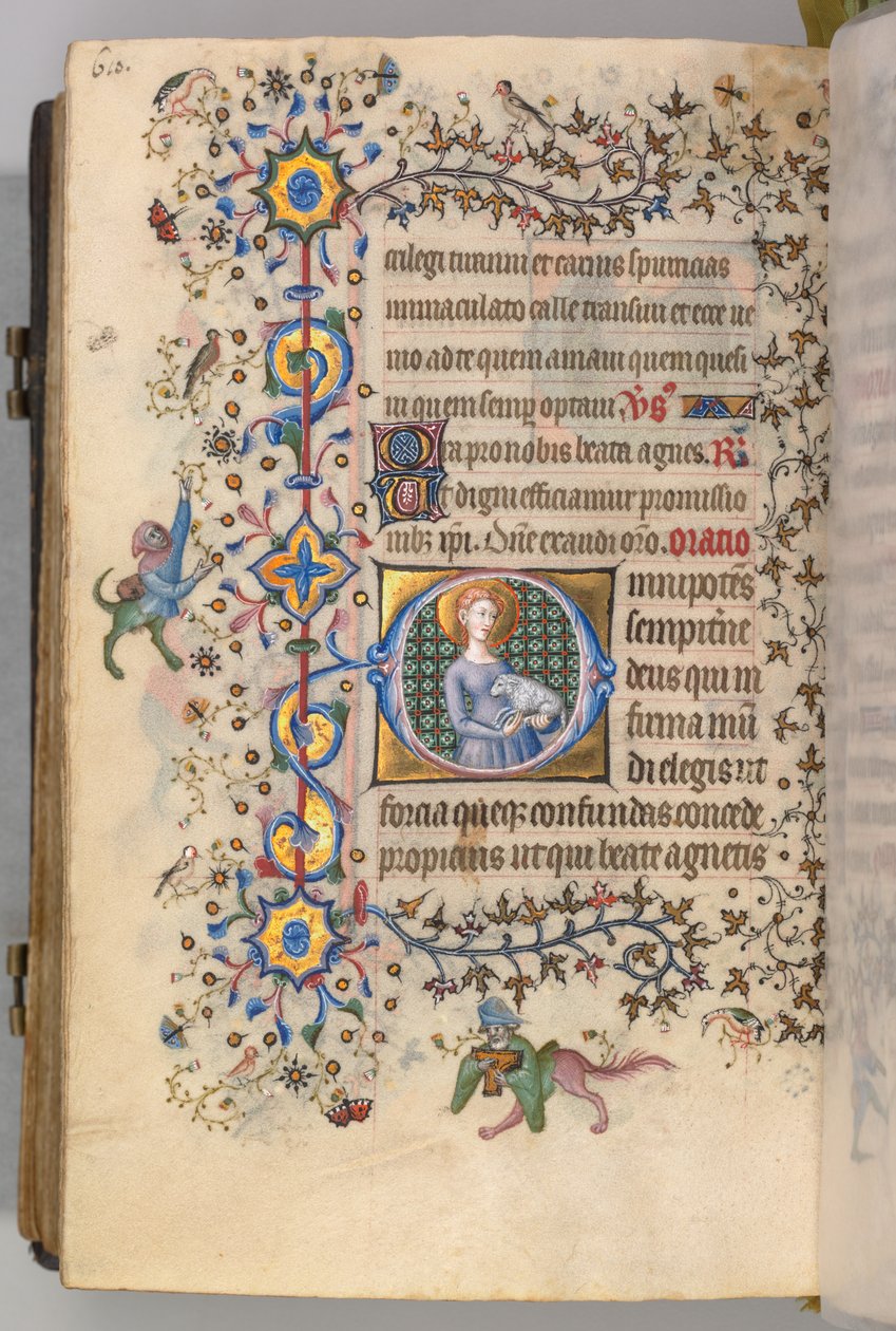 Charles the Noble, Navarre Kralı 1361-1425, fol. 299v, Aziz Agnes, c. 1405. by Master of the Brussels Initials and Associates