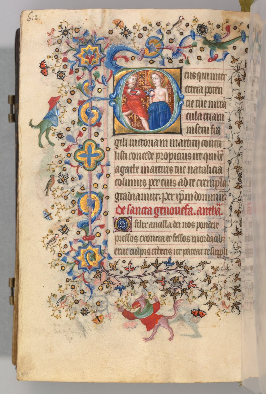 Charles the Noble, Navarre Kralı 1361-1425, fol. 300v, Aziz Agatha, c. 1405. by Master of the Brussels Initials and Associates
