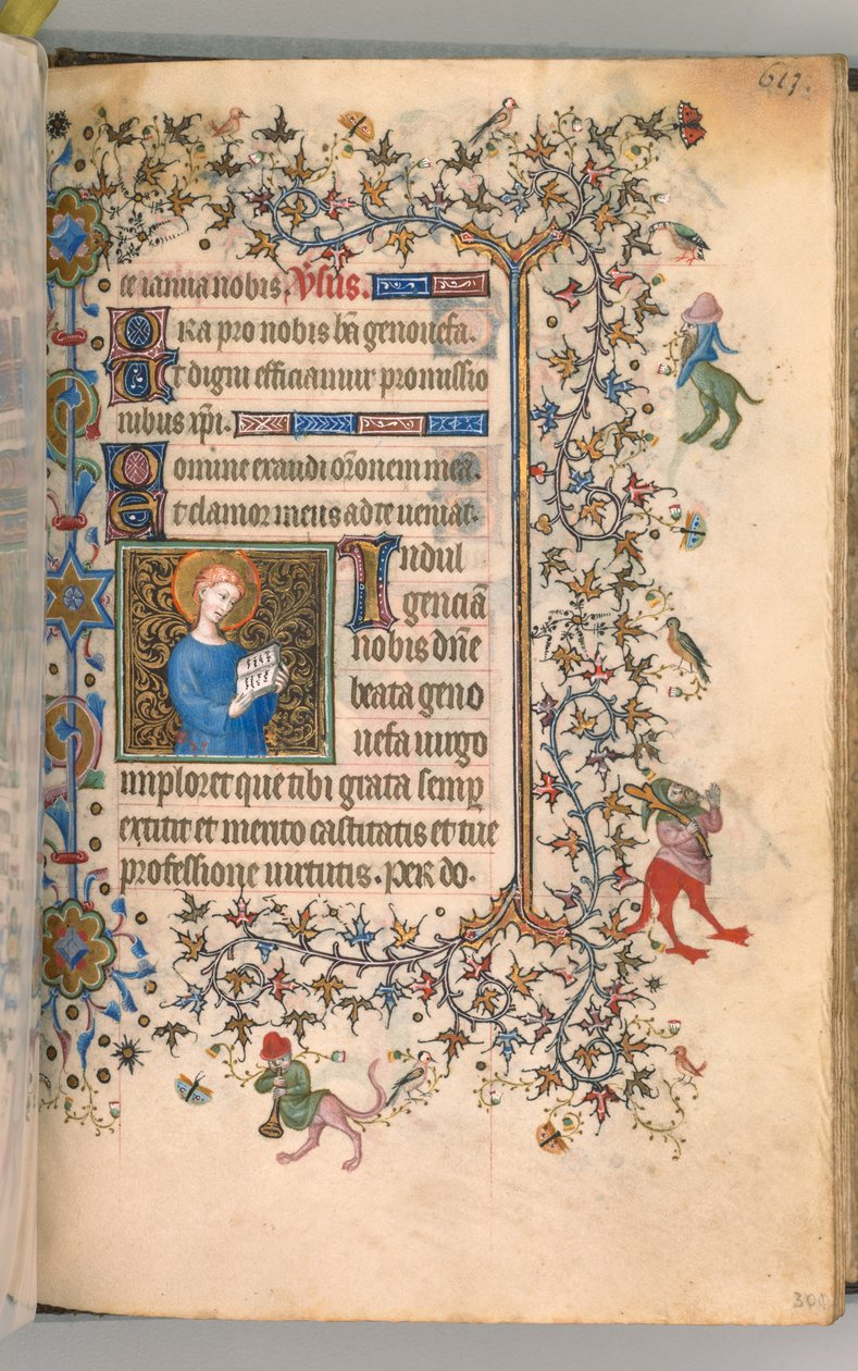 Charles the Noble, Navarre Kralı 1361-1425, fol. 301r, St. Geneviève, c. 1405. by Master of the Brussels Initials and Associates