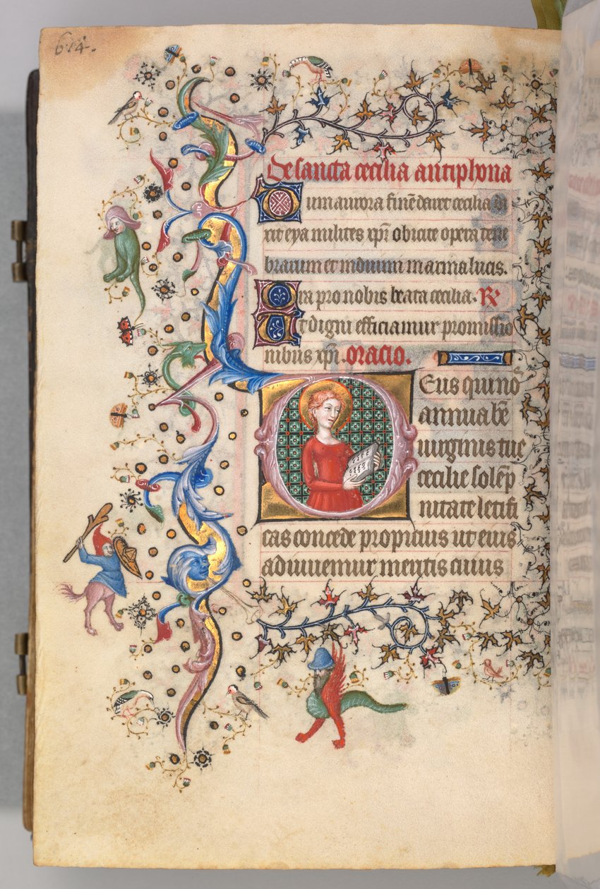 Charles the Noble, Navarre Kralı 1361-1425, fol. 301v, Aziz Cecilia, c. 1405. by Master of the Brussels Initials and Associates