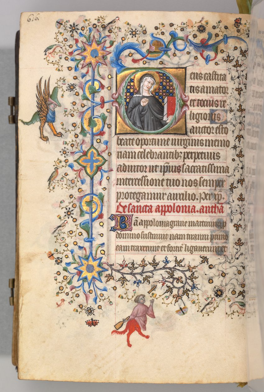 Charles the Noble, Navarre Kralı 1361-1425, fol. 302v, Aziz Opportune, c. 1405. by Master of the Brussels Initials and Associates