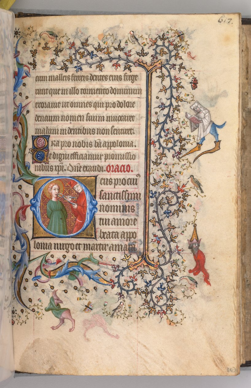 Charles the Noble, Navarre Kralı 1361-1425, fol. 303r, Aziz Apollonia, c. 1405. by Master of the Brussels Initials and Associates