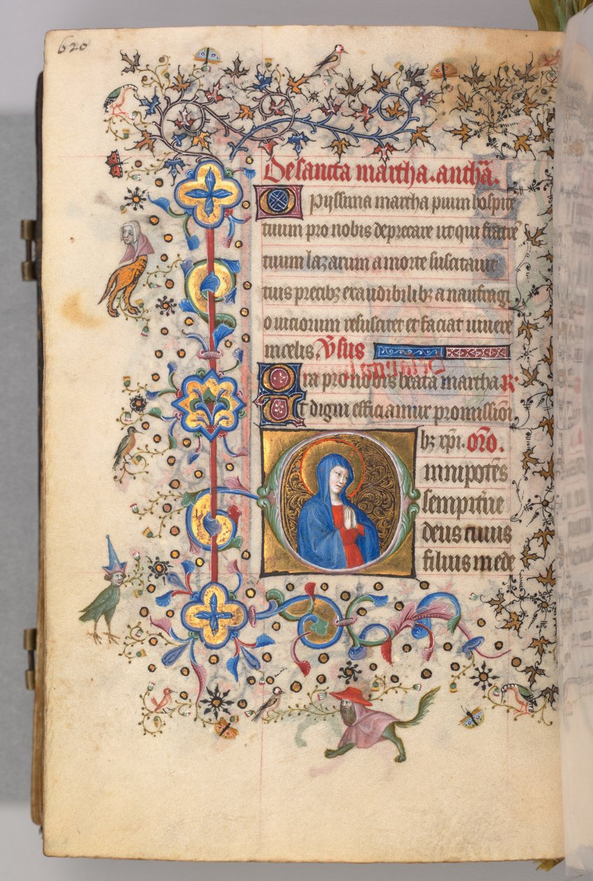 Charles the Noble, Navarre Kralı 1361-1425, fol. 304v, Aziz Martha, c. 1405. by Master of the Brussels Initials and Associates