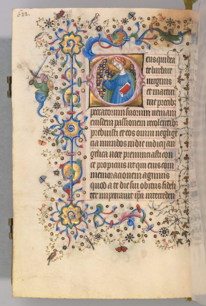 Charles the Noble, Navarre Kralı 1361-1425, fol. 305v, Aziz Martha, c. 1405. by Master of the Brussels Initials and Associates