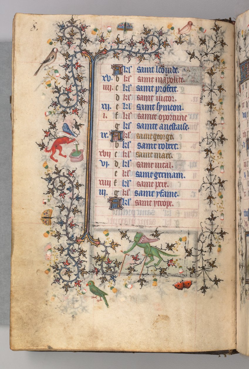 Charles the Noble, Navarre Kralı 1361-1425 saatleri: fol. 4v, Nisan, c. 1405. by Master of the Brussels Initials and Associates
