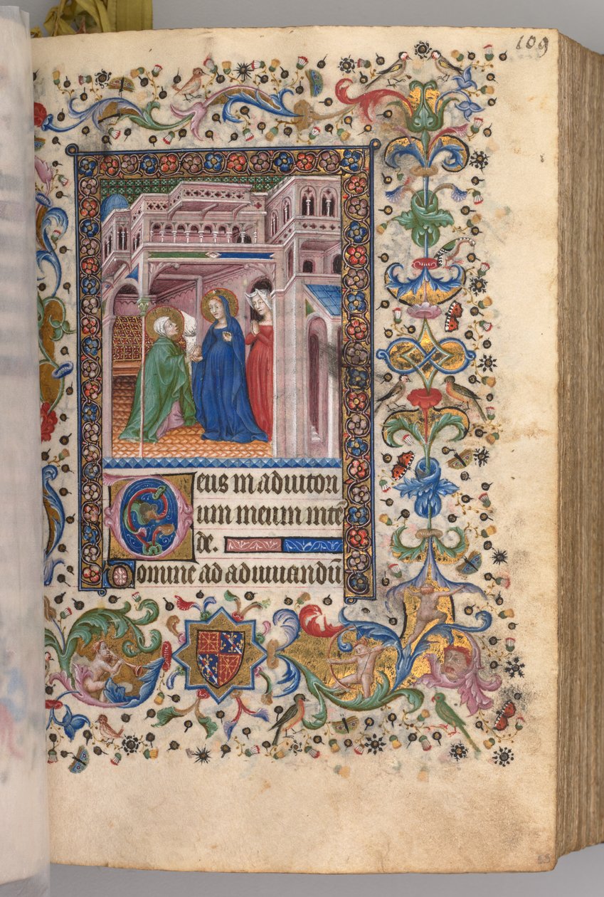 Charles the Noble, Navarre Kralı 1361-1425 saatleri: fol. 55r, The Visitation Lauds, c. 1405. by Master of the Brussels Initials and Associates