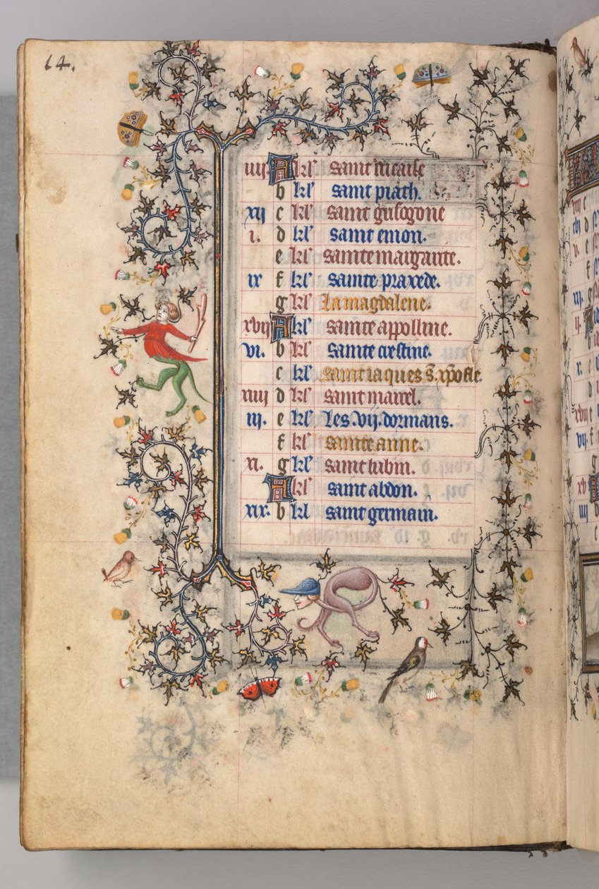 Charles the Noble, Navarre Kralı 1361-1425 saatleri: fol. 7v, Temmuz, c. 1405. by Master of the Brussels Initials and Associates
