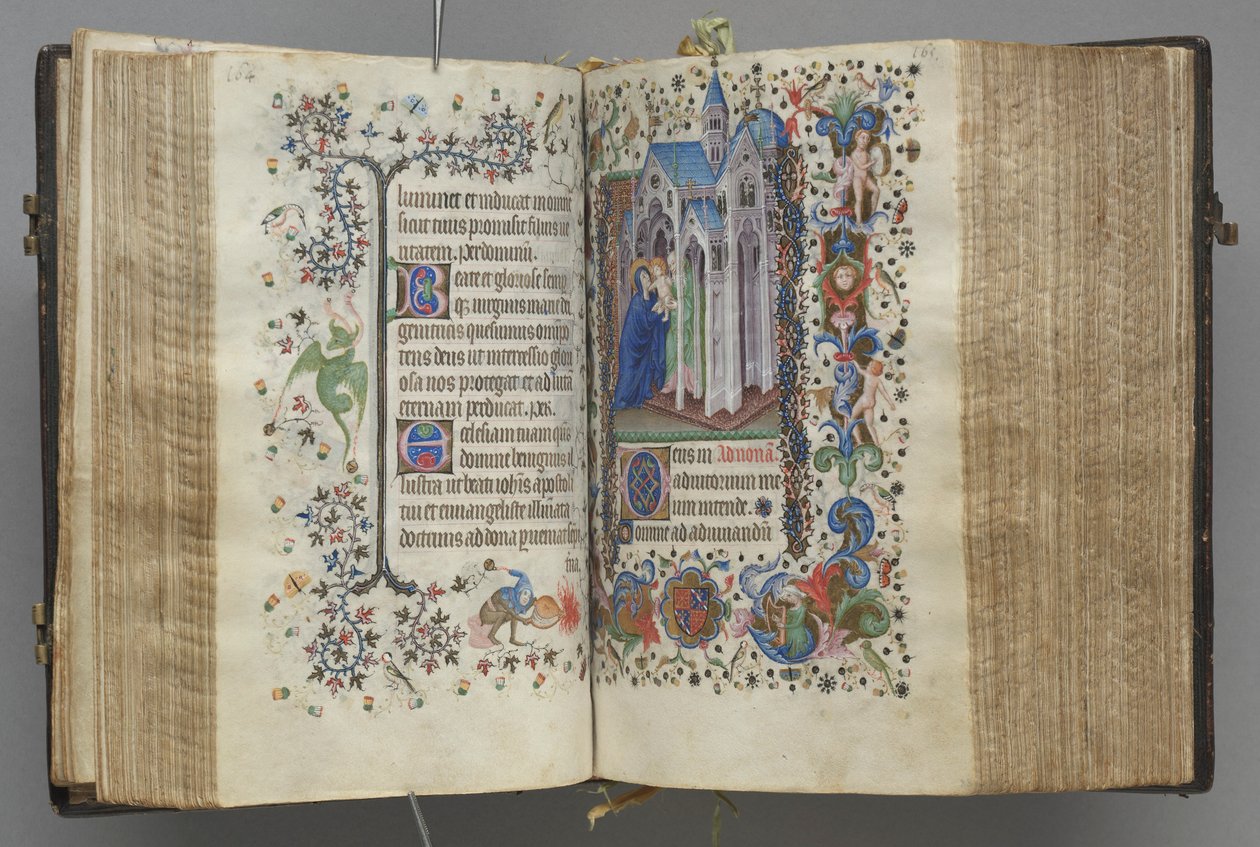 Charles the Noble, Navarre Kralı 1361-1425 saatleri: fol. 82v, Metin, c. 1405. by Master of the Brussels Initials and Associates