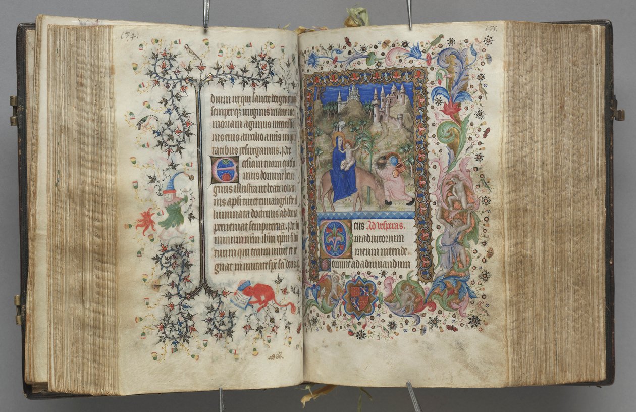 Charles the Noble, Navarre Kralı 1361-1425 saatleri: fol. 87v, Metin, c. 1405. by Master of the Brussels Initials and Associates