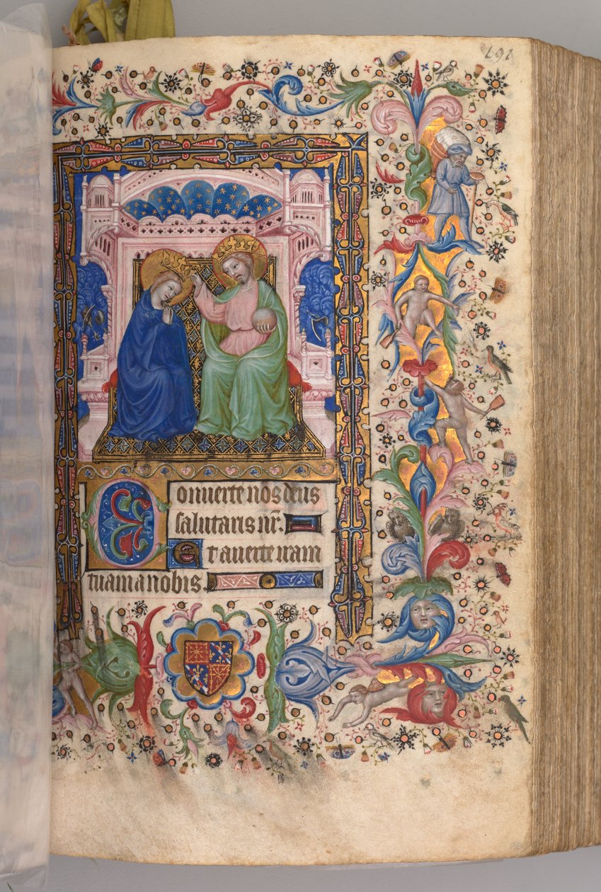 Charles the Noble, Navarre Kralı 1361-1425 saatleri: fol. 96r, Meryem'in Taç Giymesi..., c. 1 by Master of the Brussels Initials and Associates