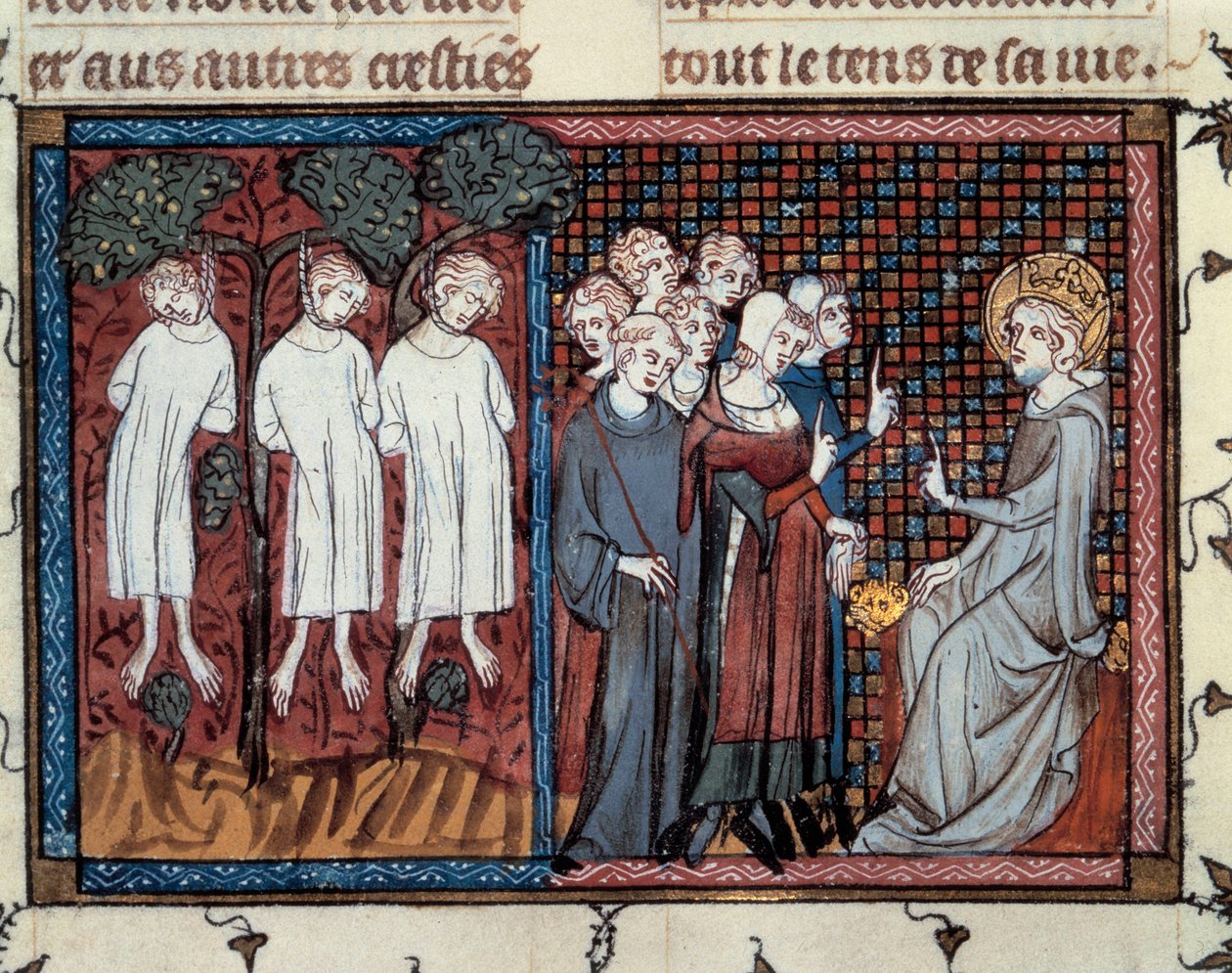 Enguerrand IV de Coucy tarafından emredilen infazlar. Louis IX adaleti yerine getiriyor. Guillaume De Saint Pathus