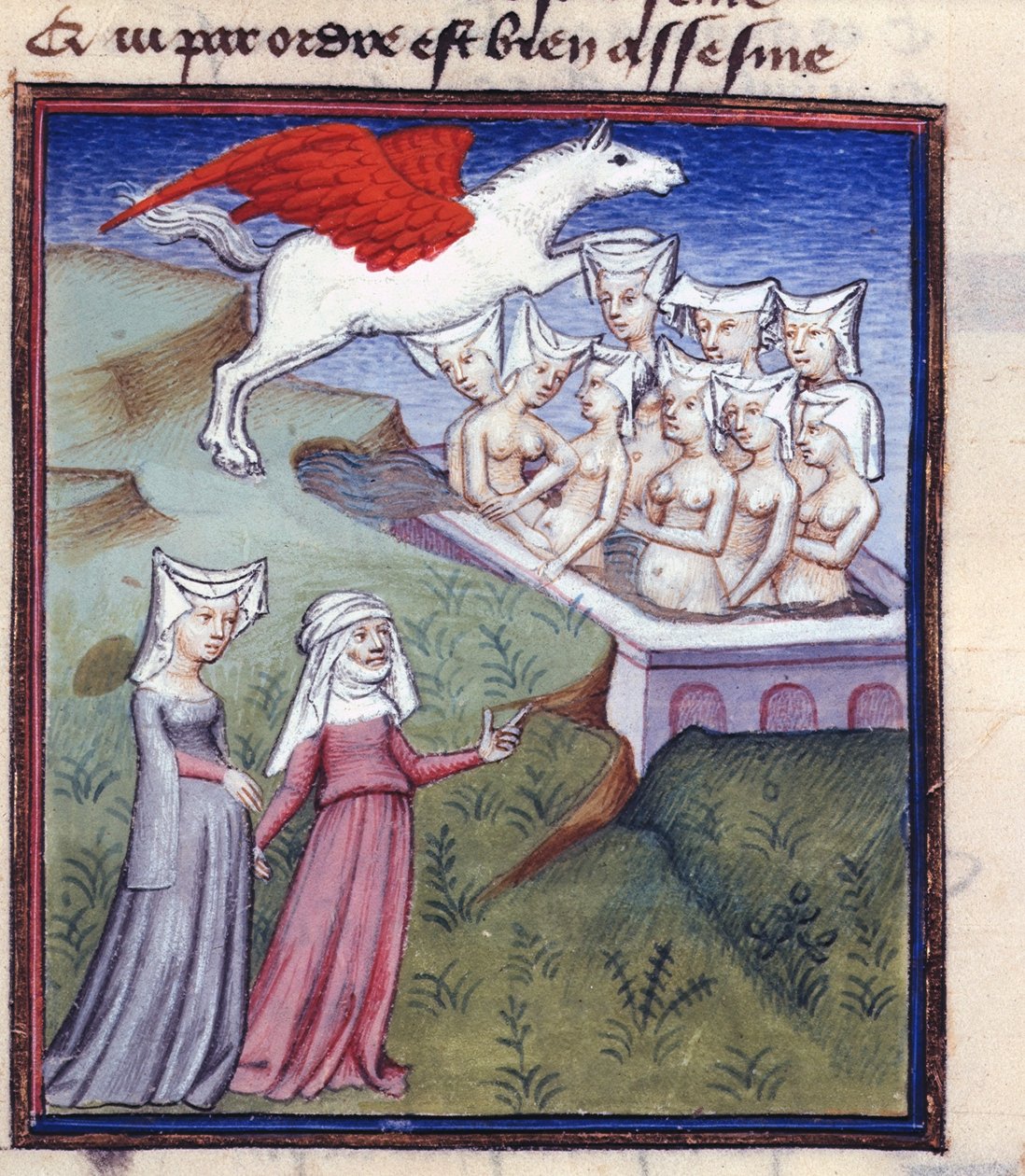 Harl 4431 fol.183 Dokuz Muses Banyosu, Christine de Pisan