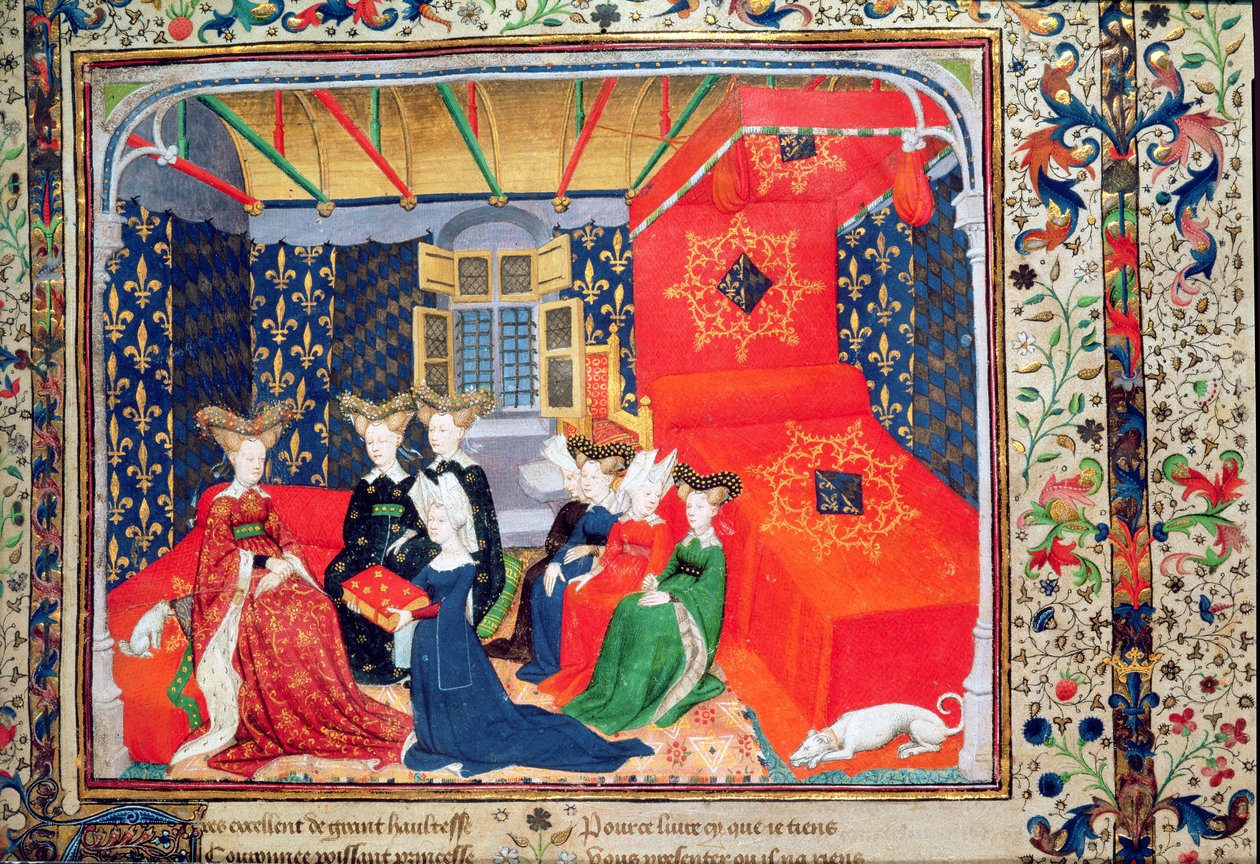 Harl 4431 fol.3 Christine de Pisan, kitabını Bavyera Kraliçesi Isabella