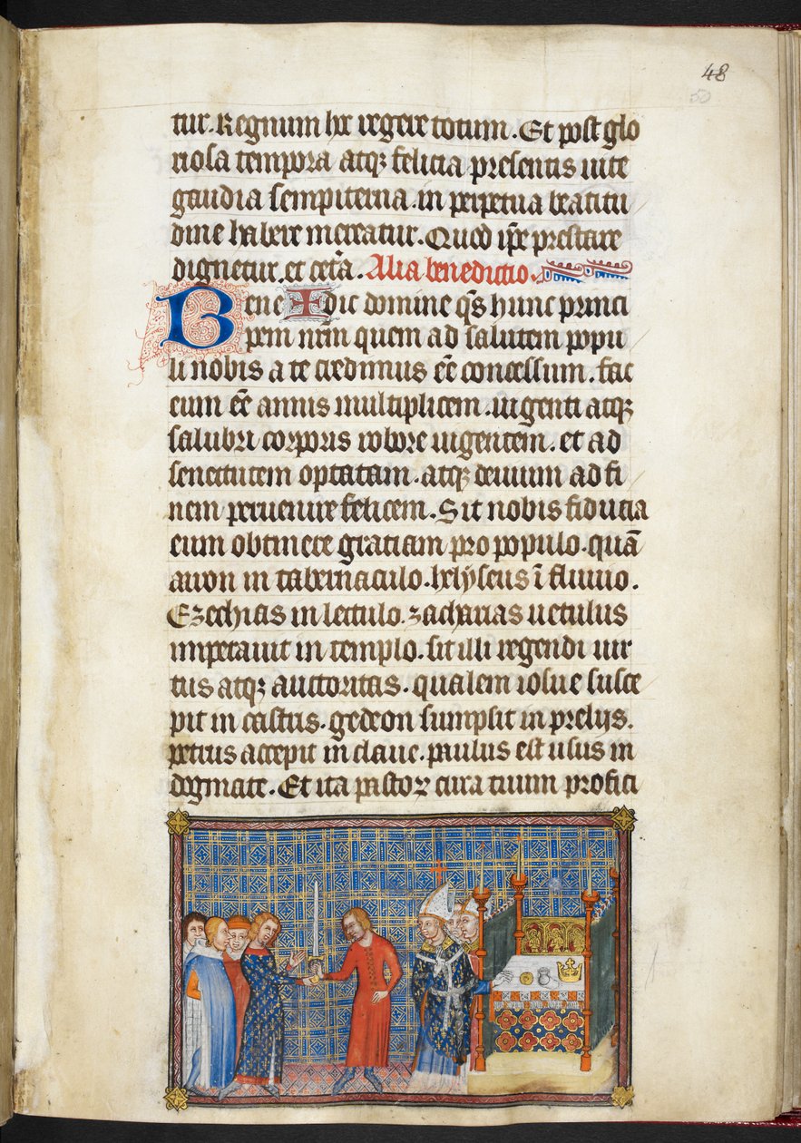 Pamuk Tiberius B. VIII f.50r Kral, kılıcı Seneschal