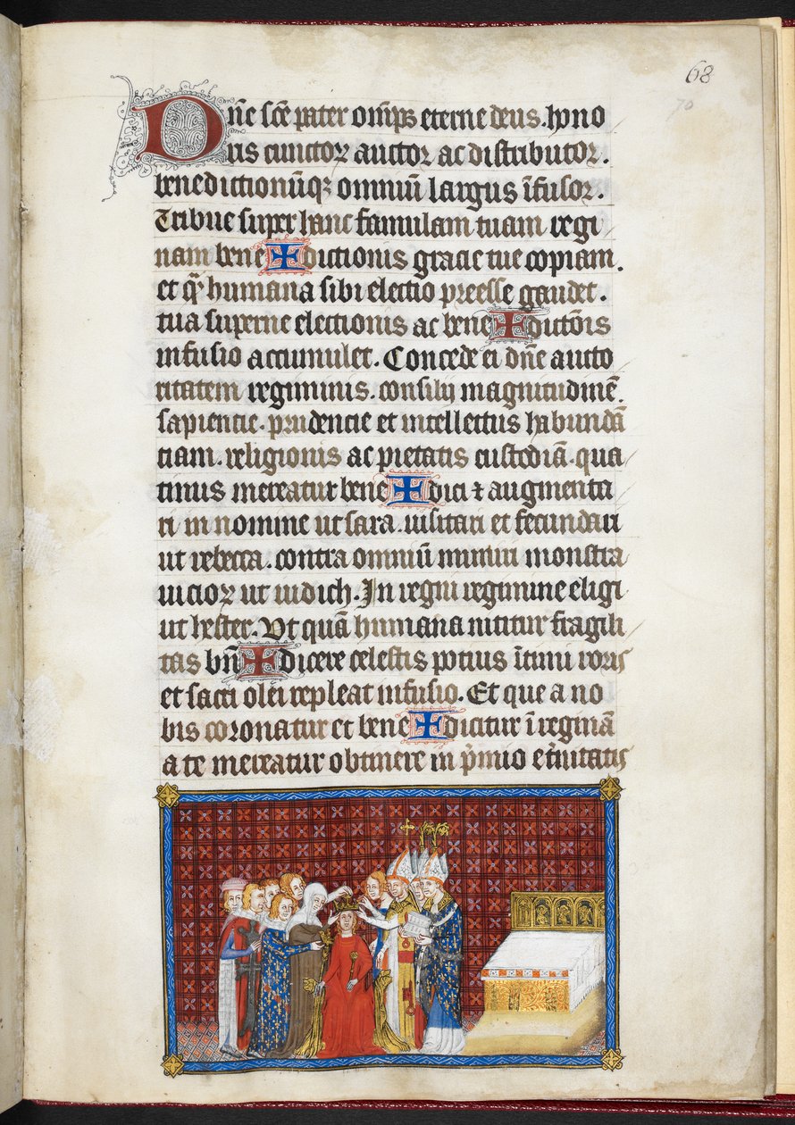 Pamuk Tiberius B. VIII f.70r Kraliçenin tacını sürdüren Baronlar, 