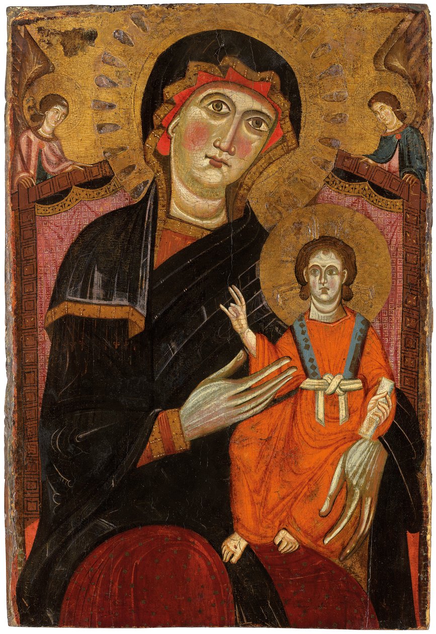 Madonna ve Çocuk iki melekle tahta çıktı by Master of the Crucifix No. 434