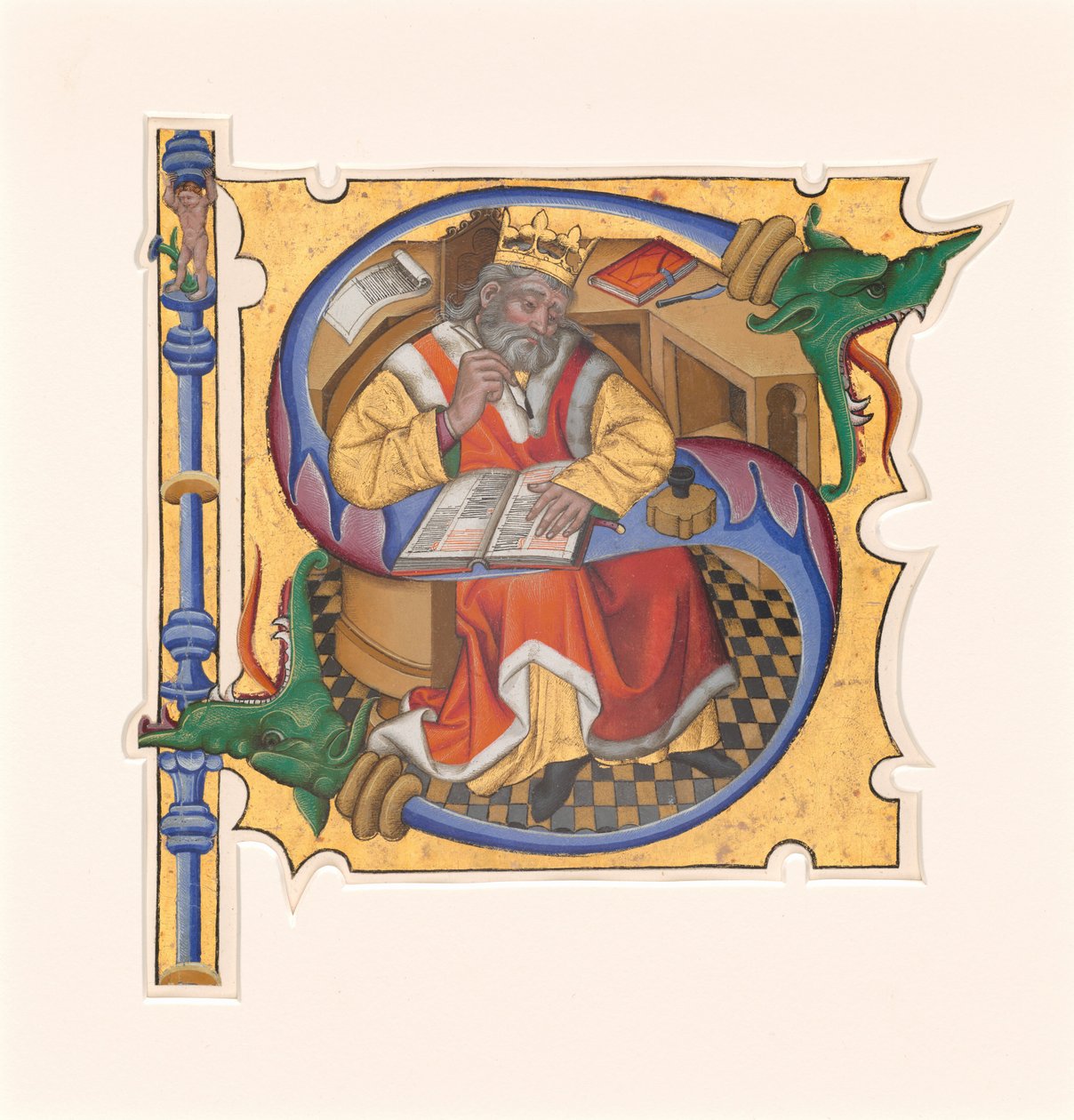 Katip olarak Kral David ile İlk S by Master of the Cypresses