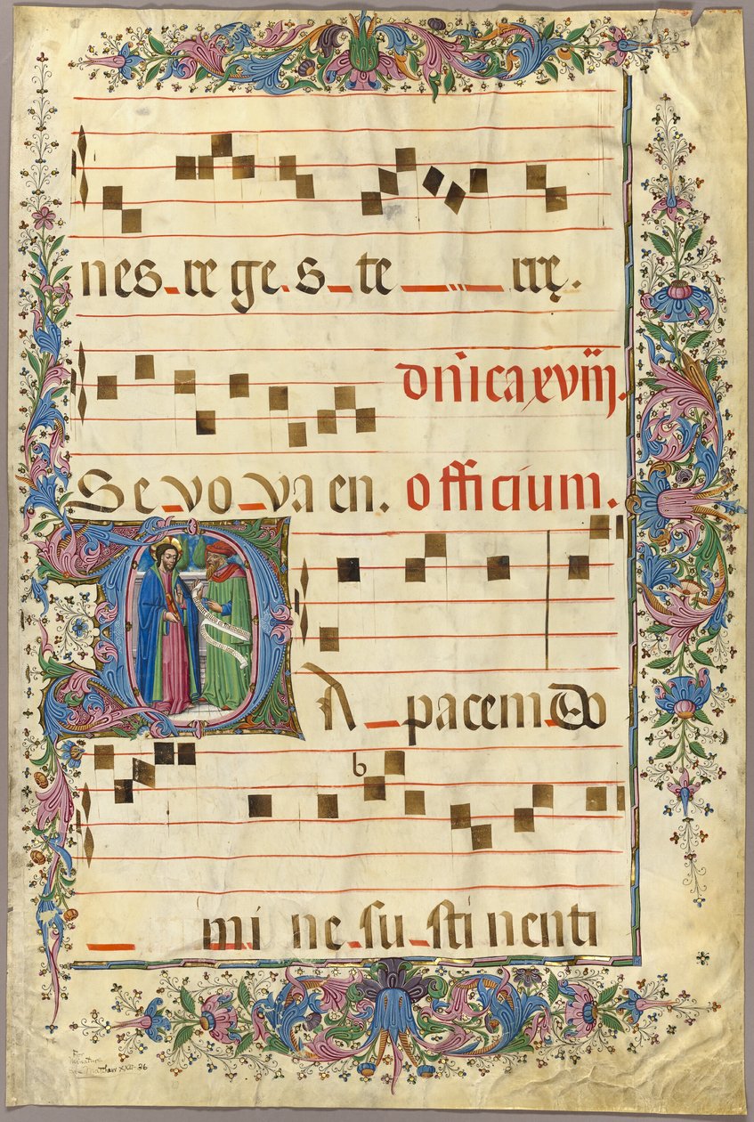 Tarihlendirilmiş Başlangıcı “D” deki Mesih ve Ferisi ile bir Koro Kitabından Sayfa by Master of the Cypresses