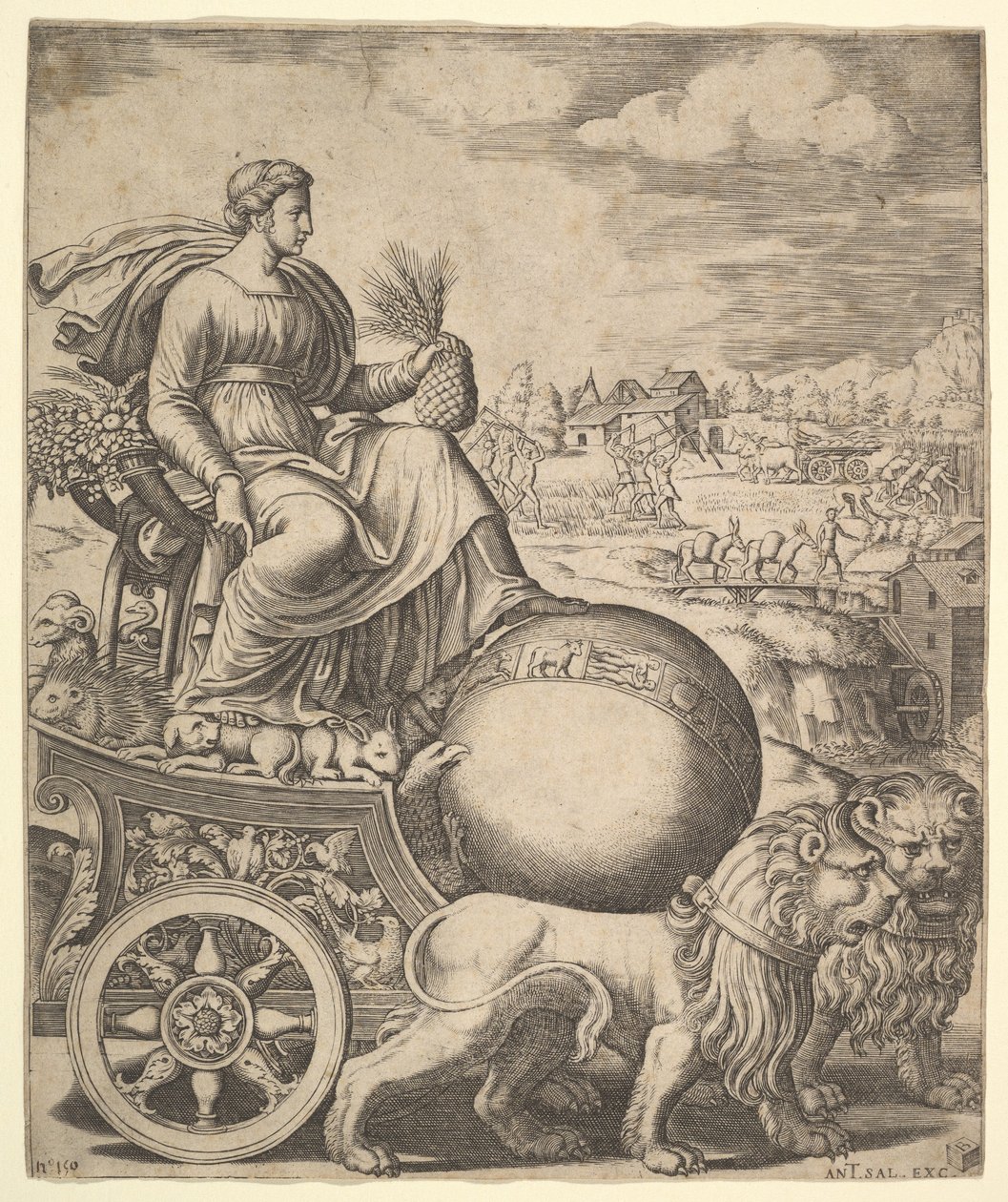 Kibele, iki aslanın çizdiği arabasında, 1530-60. by Master of the Die