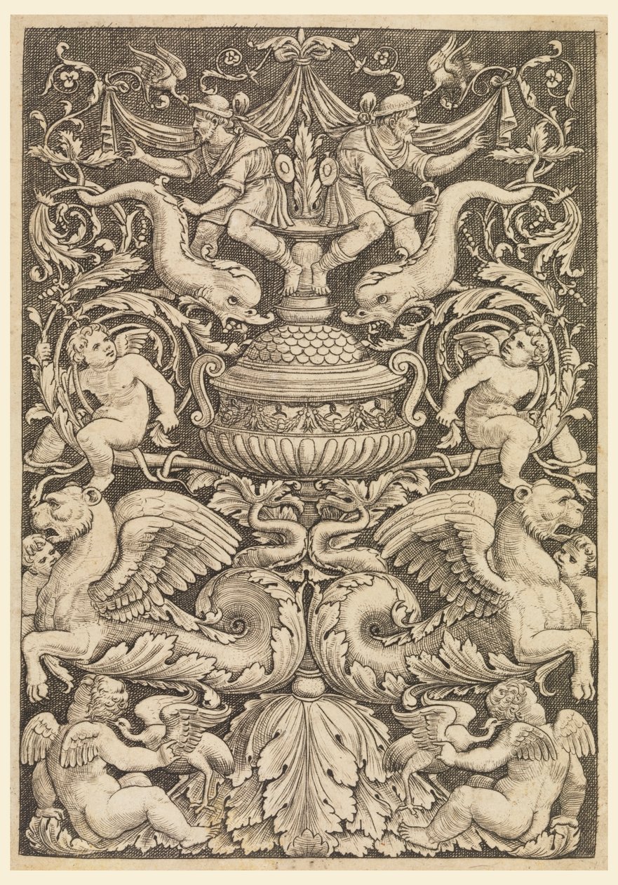 Yunuslar ve Kanatlı Aslanlarla Grotesk by Master of the Die, Italian or German, 1530 1560