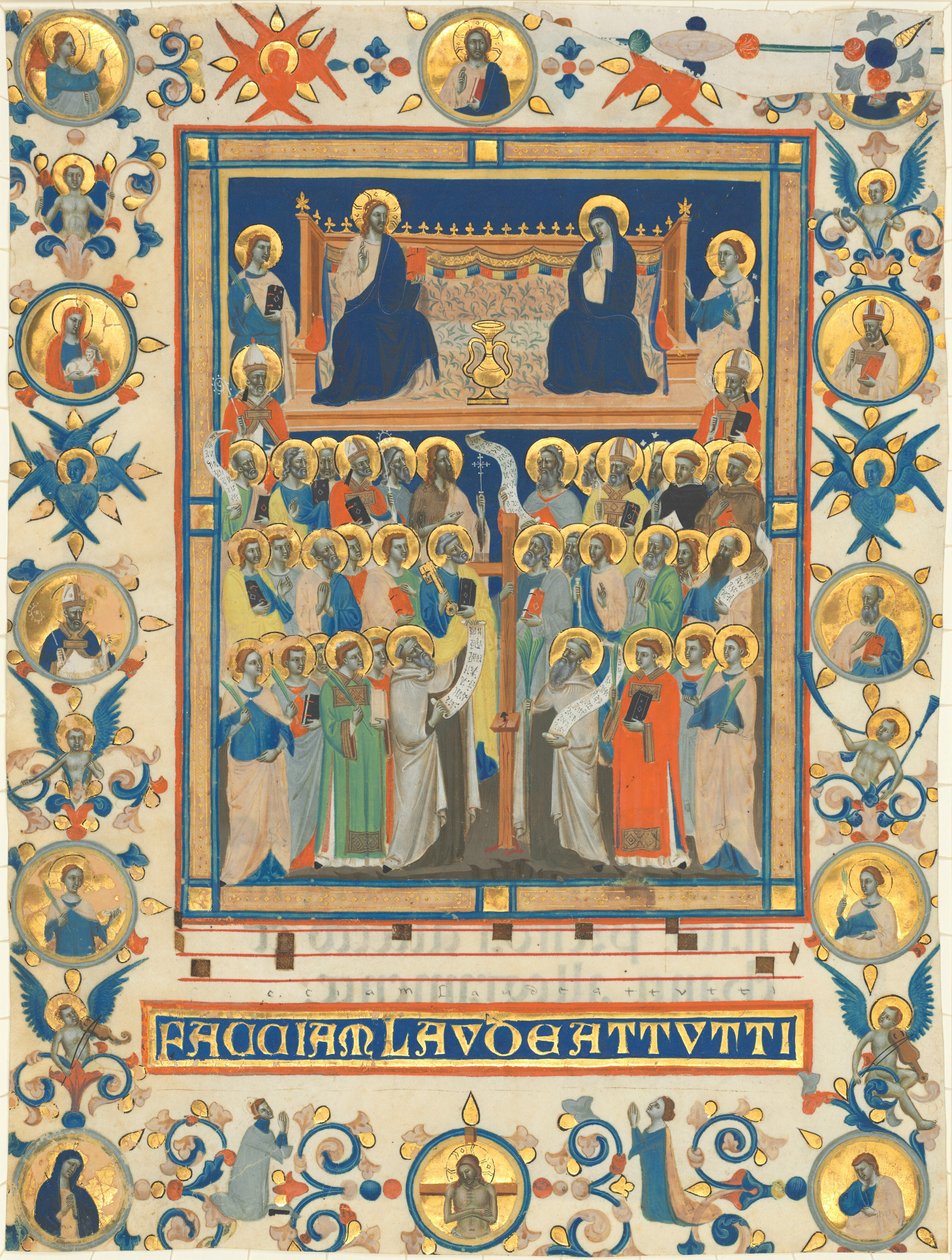 Mesih ve Bakire, Kırk Aziz ile Taht Edildi by Master of the Dominican Effigies