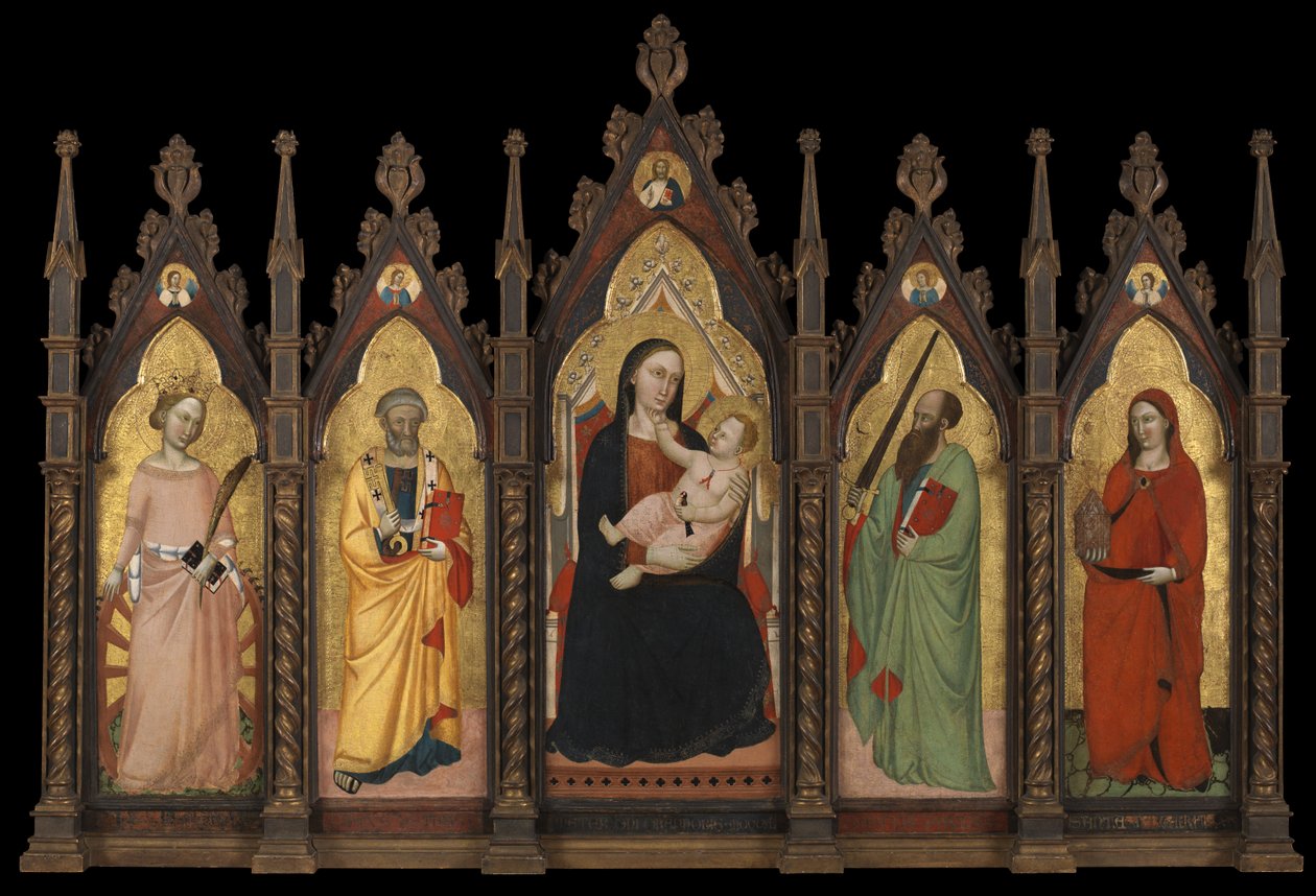 Polyptych - Bakire ve Dört Aziz ile Enthroned Çocuk by Master of the Dominican Effigies